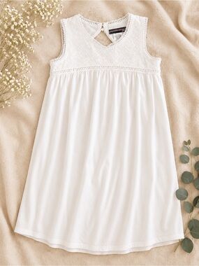Girls' White Lace Yoke Sleeveless Dress eyeshadow girls size
4/5